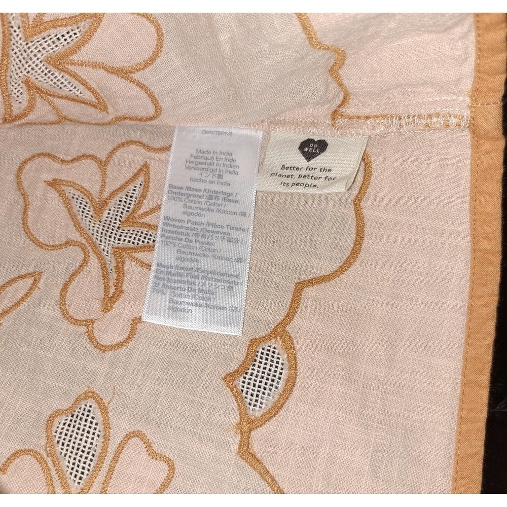 Madewell‎ Embroidered Scallop-Hem Puff-Sleeve Top NL039 Pink Mustard M - Picture 12 of 12